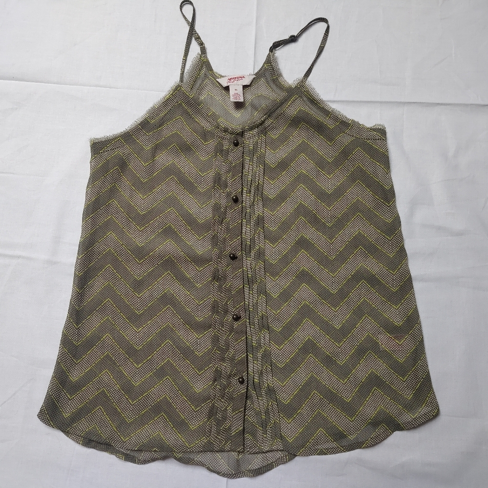 Arizona Jean Co. Tank Top Women's XS Green Sheer Spaghetti Strap Racerback Top